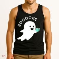 Halloween Booooks Ghost Reading Boo Read Books Library Tank Top thumb 3