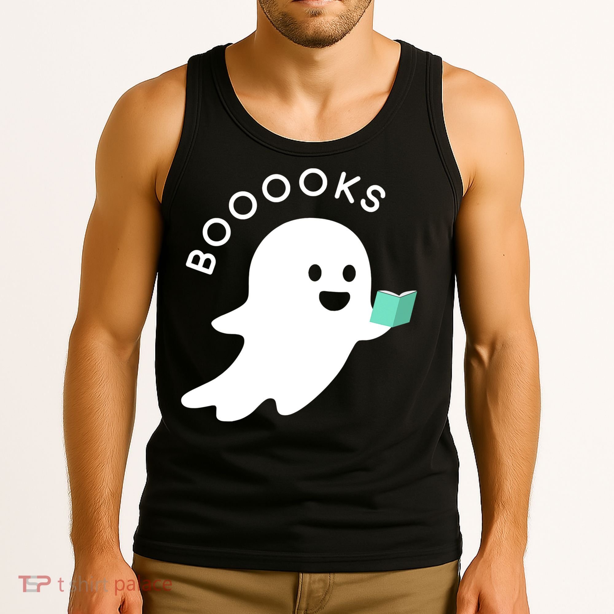 Halloween Booooks Ghost Reading Boo Read Books Library Tank Top