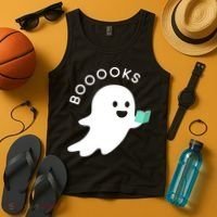 Halloween Booooks Ghost Reading Boo Read Books Library Tank Top thumb 4