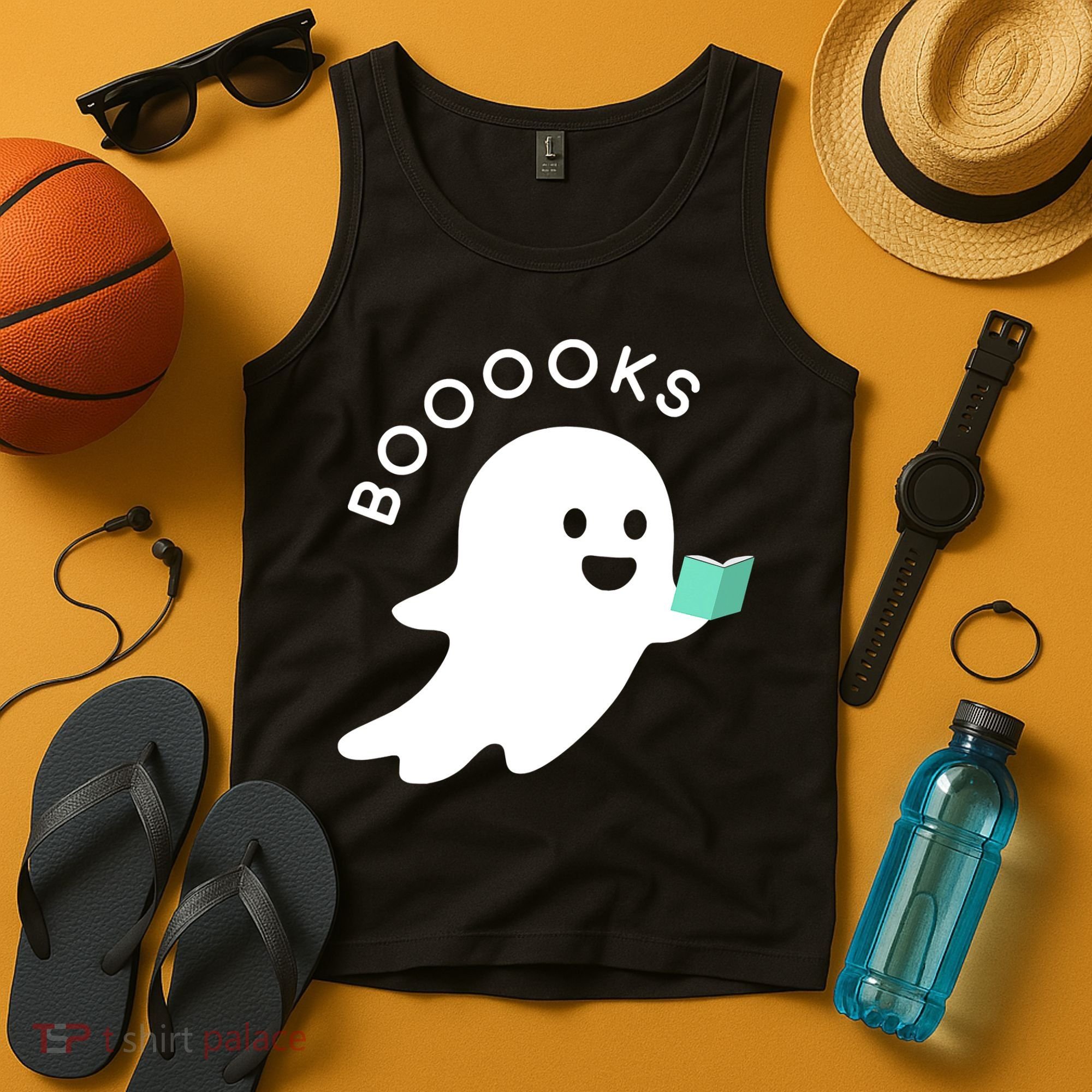 Halloween Booooks Ghost Reading Boo Read Books Library Tank Top