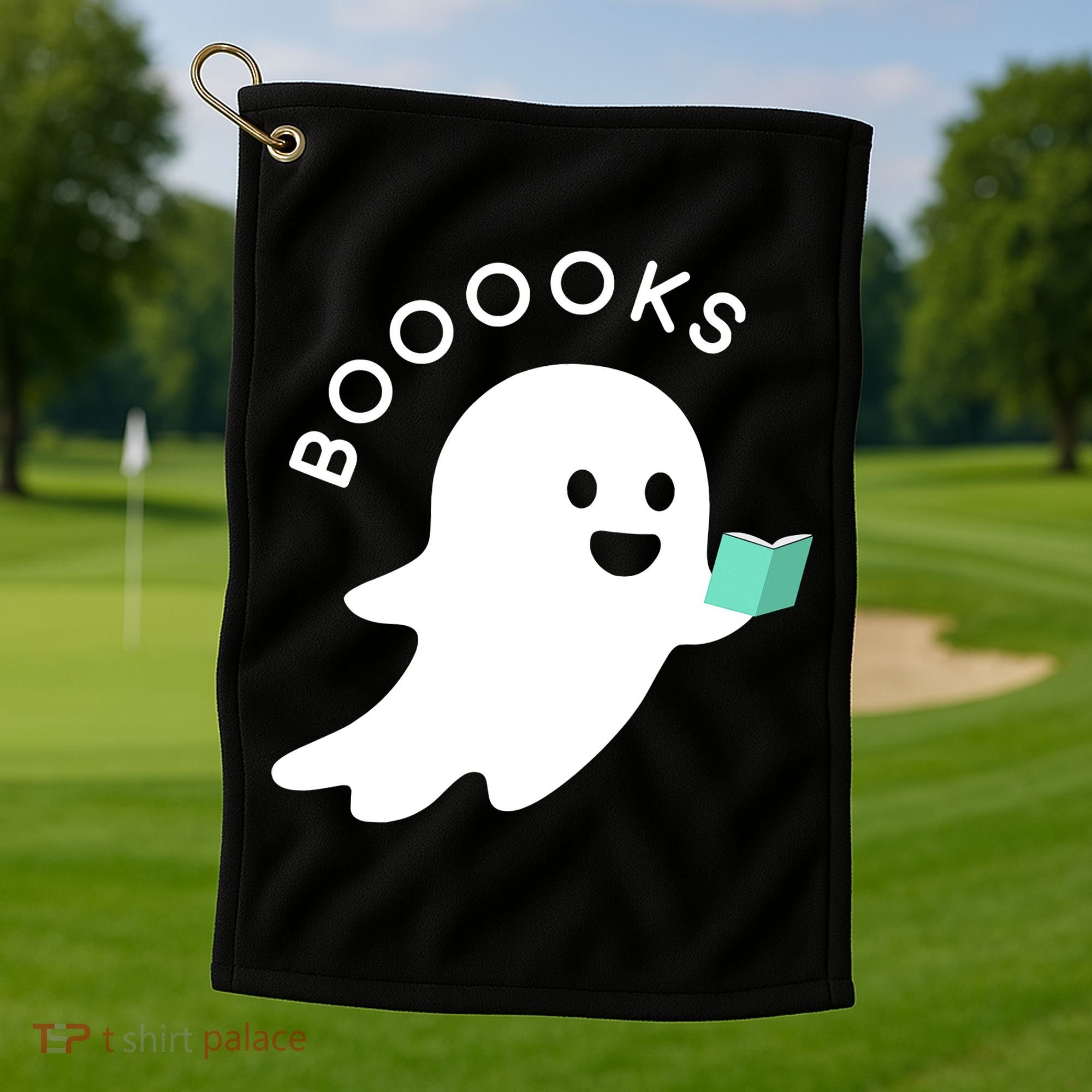 Halloween Booooks Ghost Reading Boo Read Books Library Golf Towel