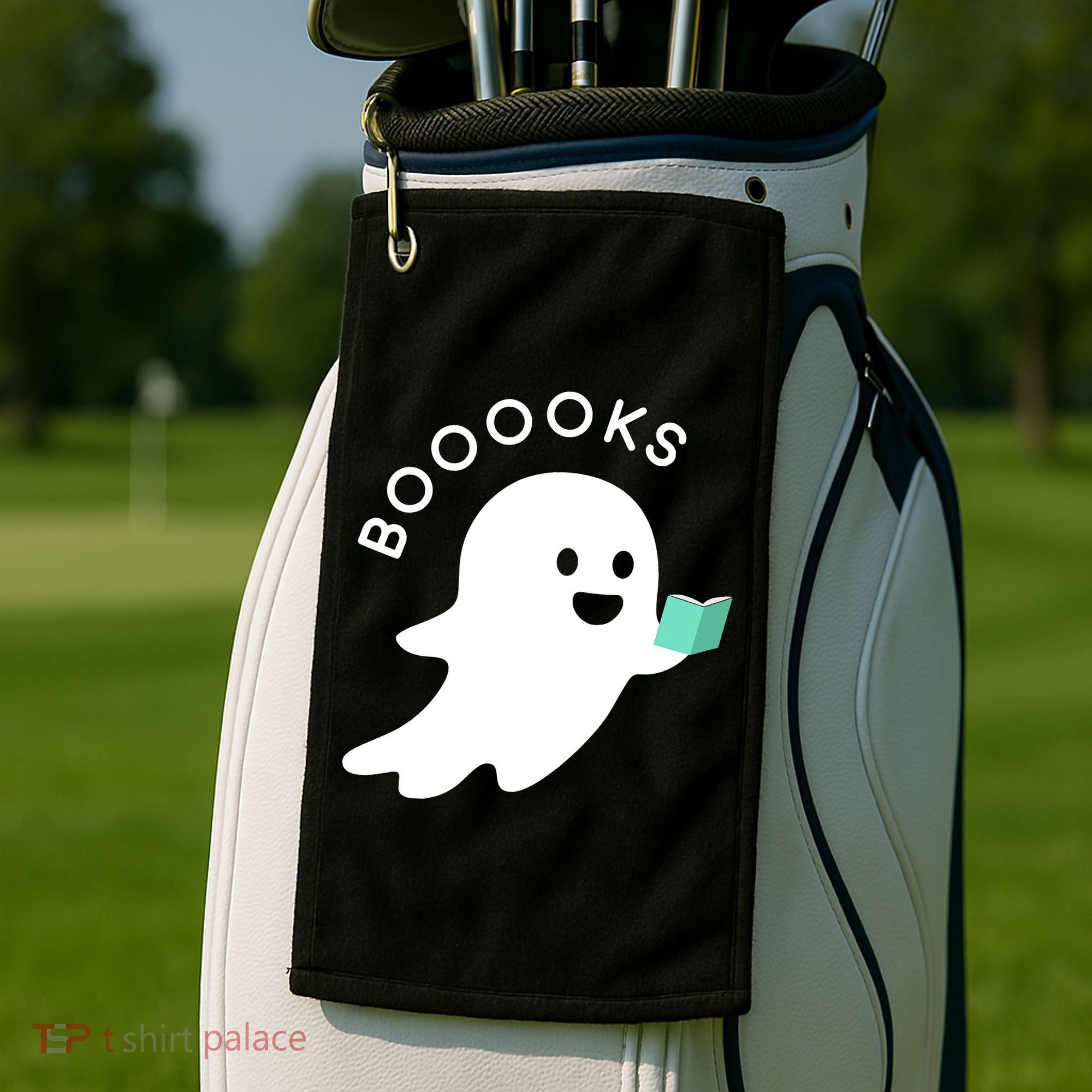 Halloween Booooks Ghost Reading Boo Read Books Library Golf Towel