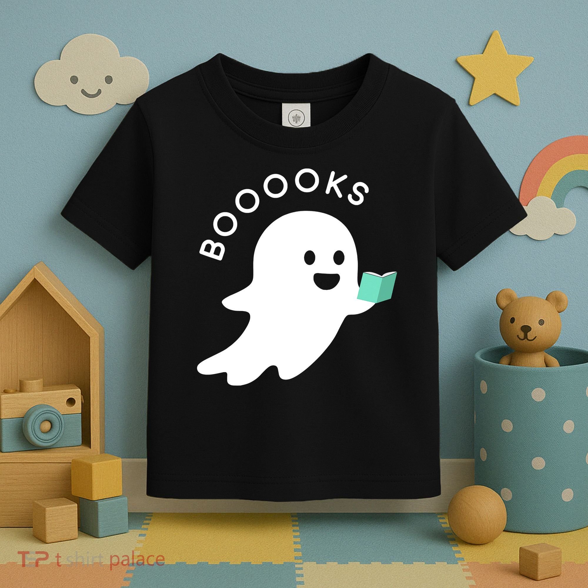 Halloween Booooks Ghost Reading Boo Read Books Library Toddler T-Shirt