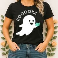 Halloween Booooks Ghost Reading Boo Read Books Library Women's T-Shirt thumb 2