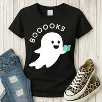 Halloween Booooks Ghost Reading Boo Read Books Library Women's T-Shirt thumb 3