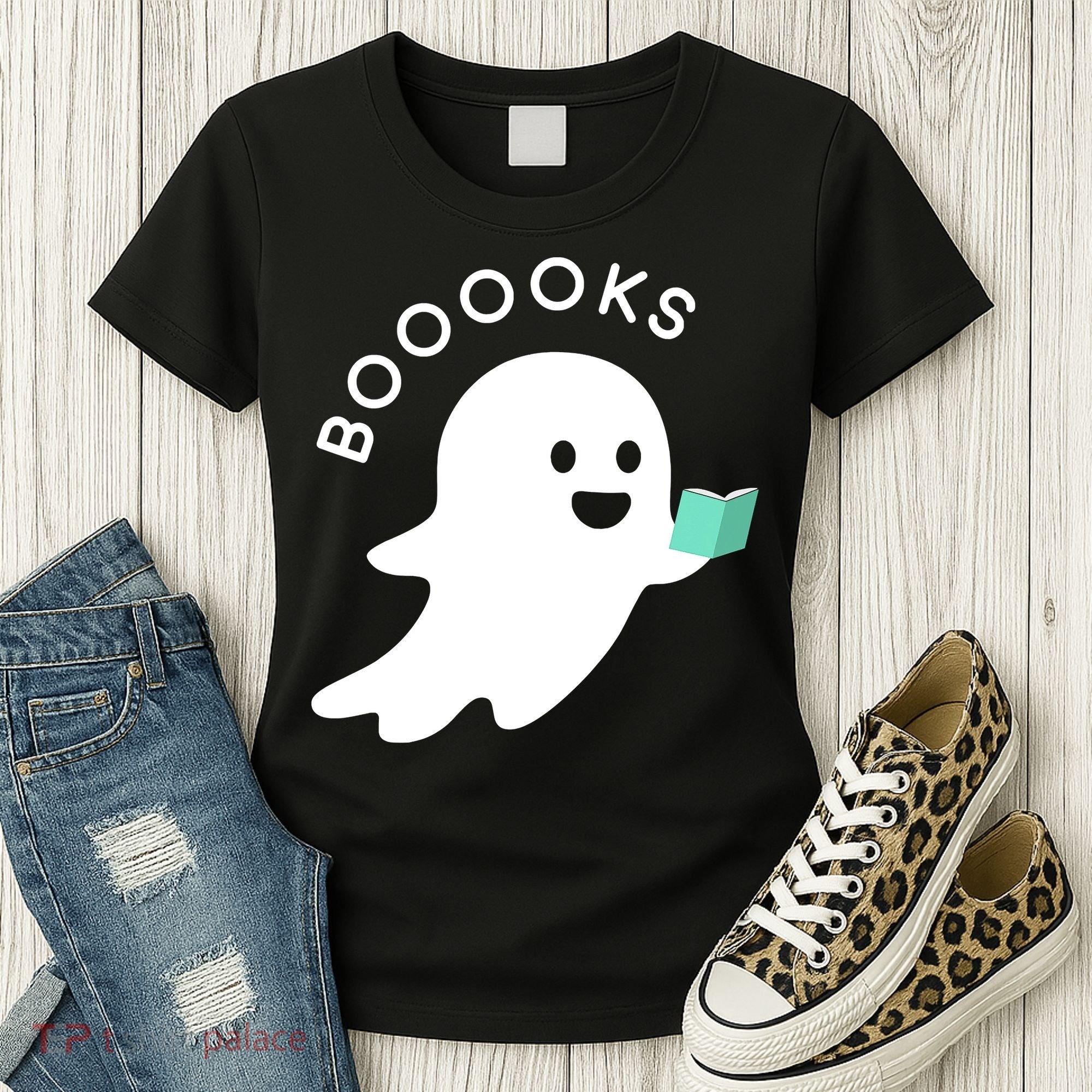Halloween Booooks Ghost Reading Boo Read Books Library Women's T-Shirt
