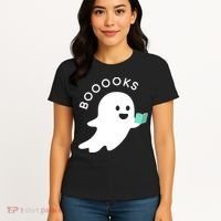 Halloween Booooks Ghost Reading Boo Read Books Library Women's T-Shirt thumb 4