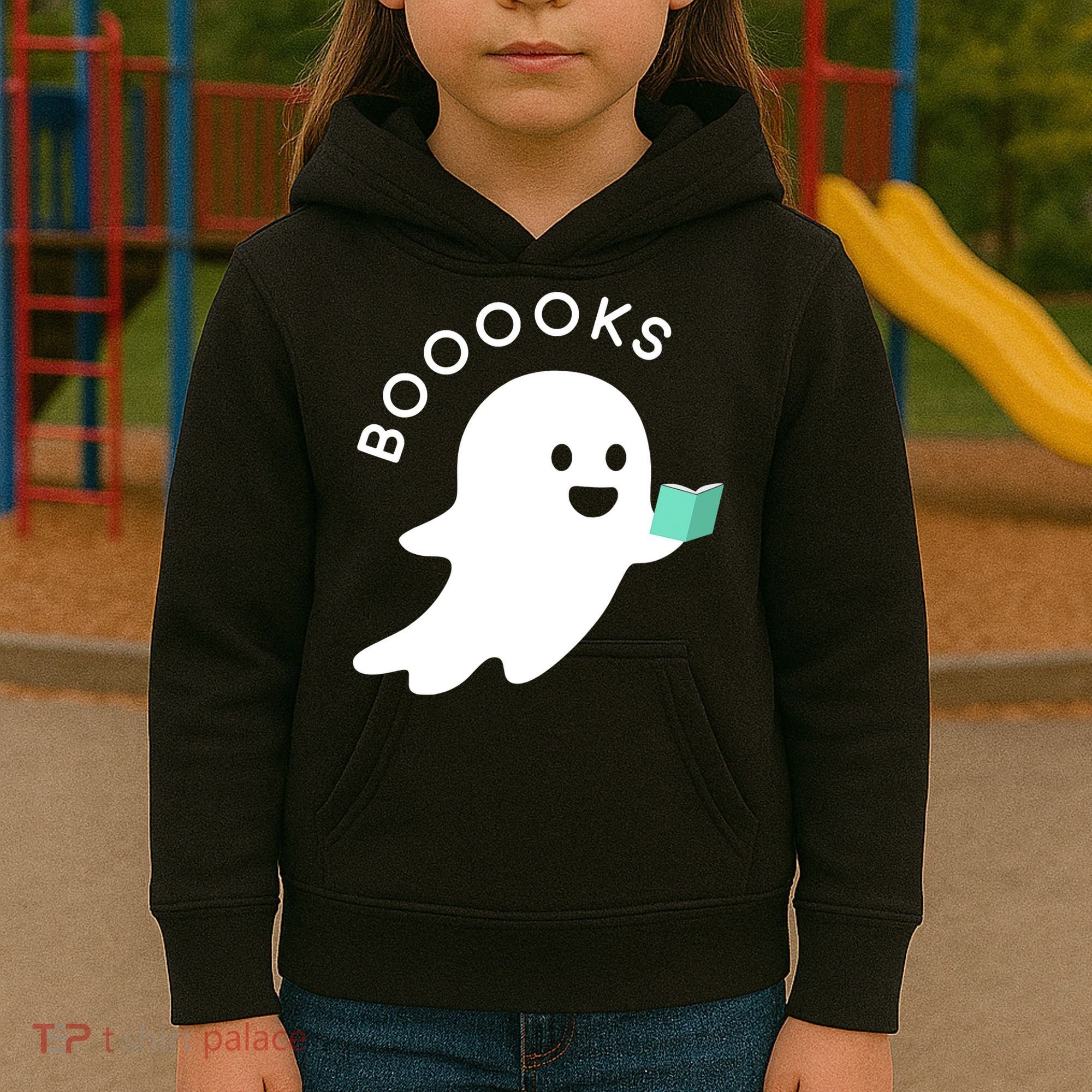 Halloween Booooks Ghost Reading Boo Read Books Library Kids Hoodie