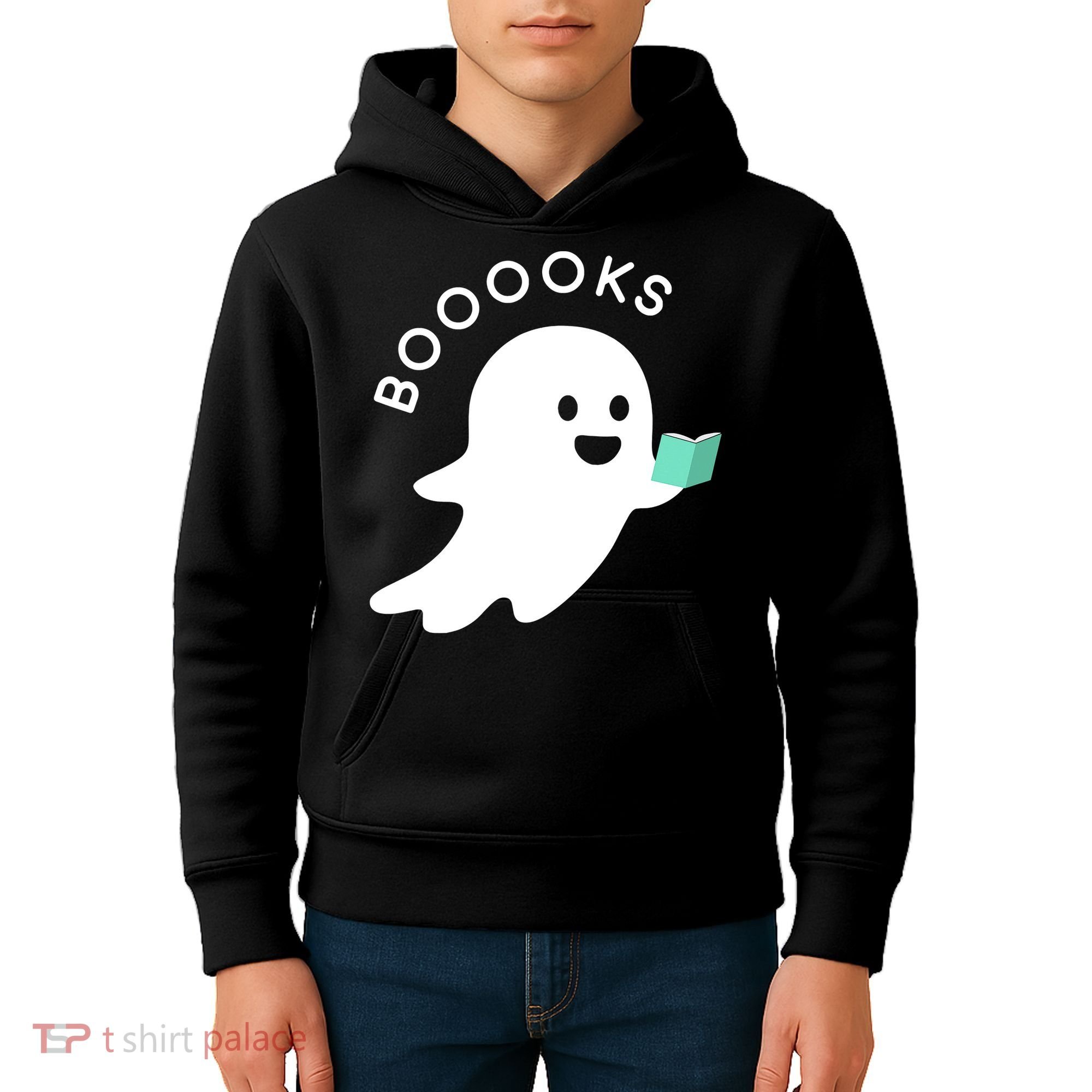 Halloween Booooks Ghost Reading Boo Read Books Library Kids Hoodie