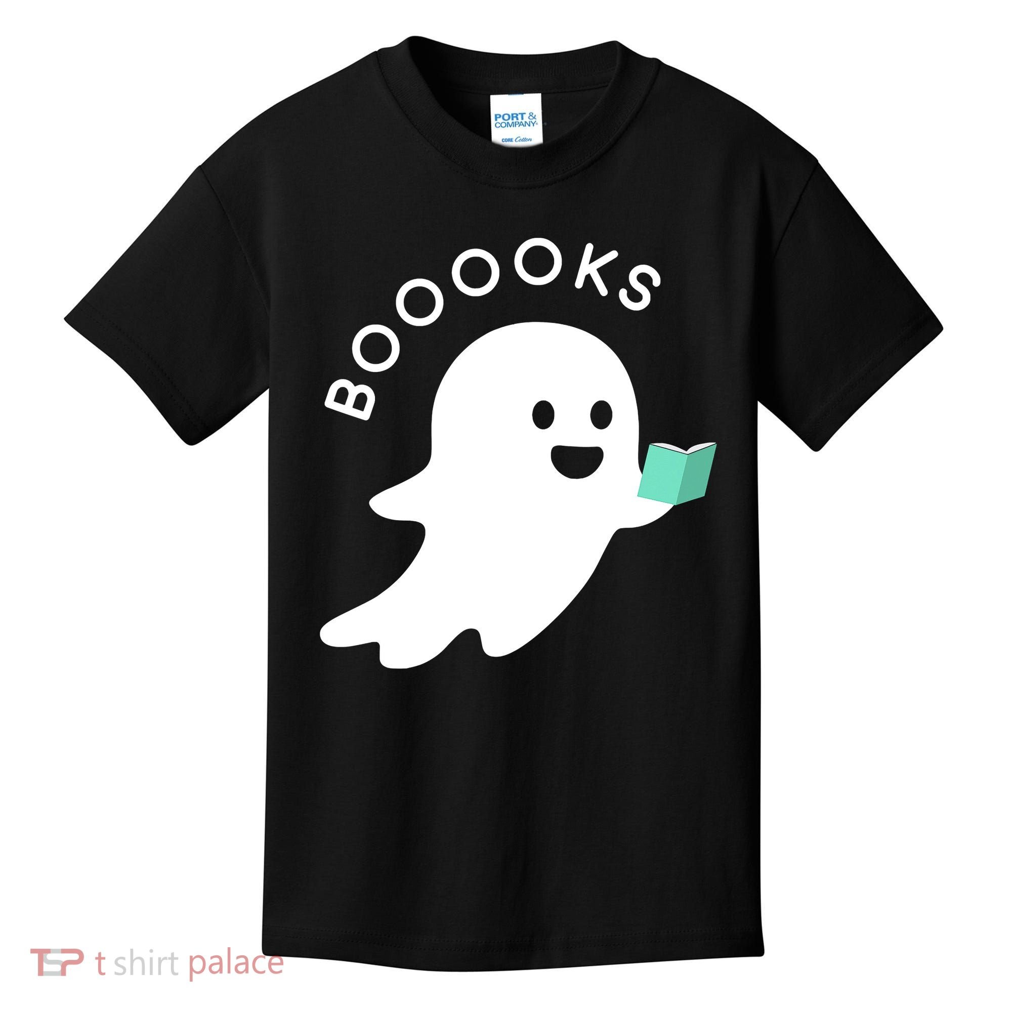 Halloween Booooks Ghost Reading Boo Read Books Library Kids T-Shirt