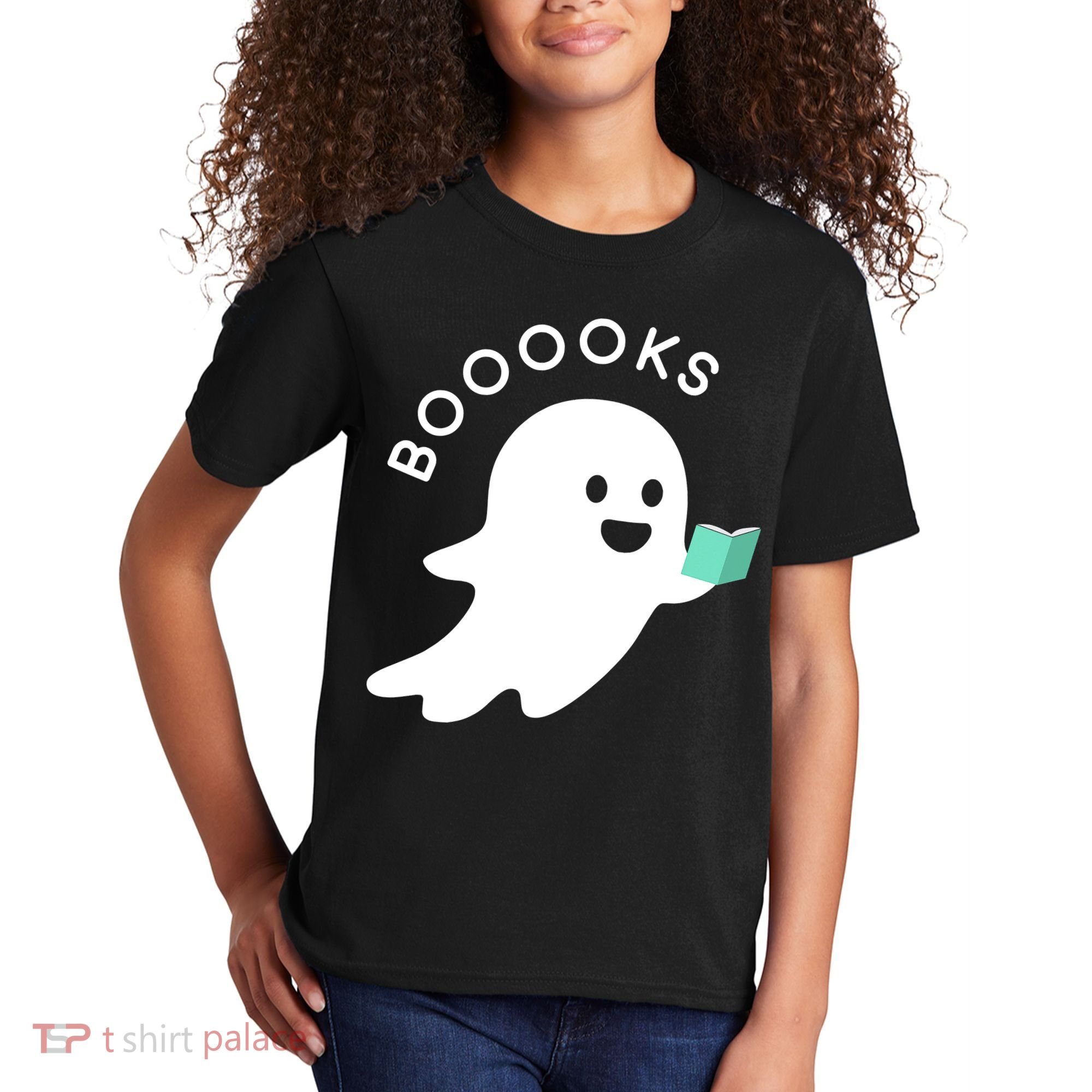 Halloween Booooks Ghost Reading Boo Read Books Library Kids T-Shirt