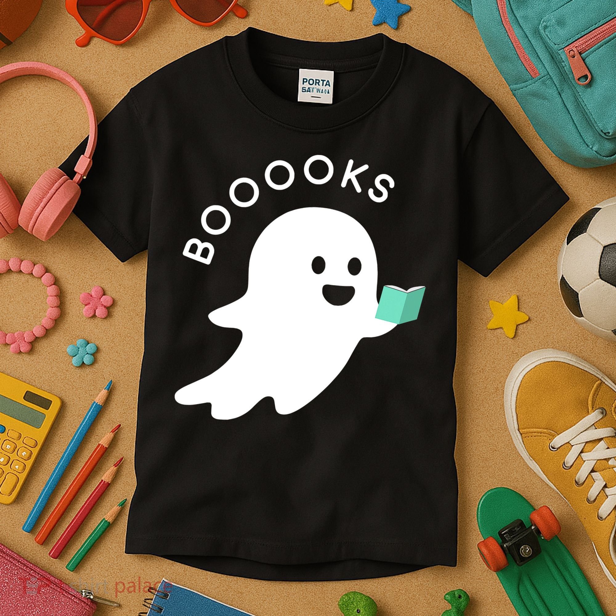 Halloween Booooks Ghost Reading Boo Read Books Library Kids T-Shirt