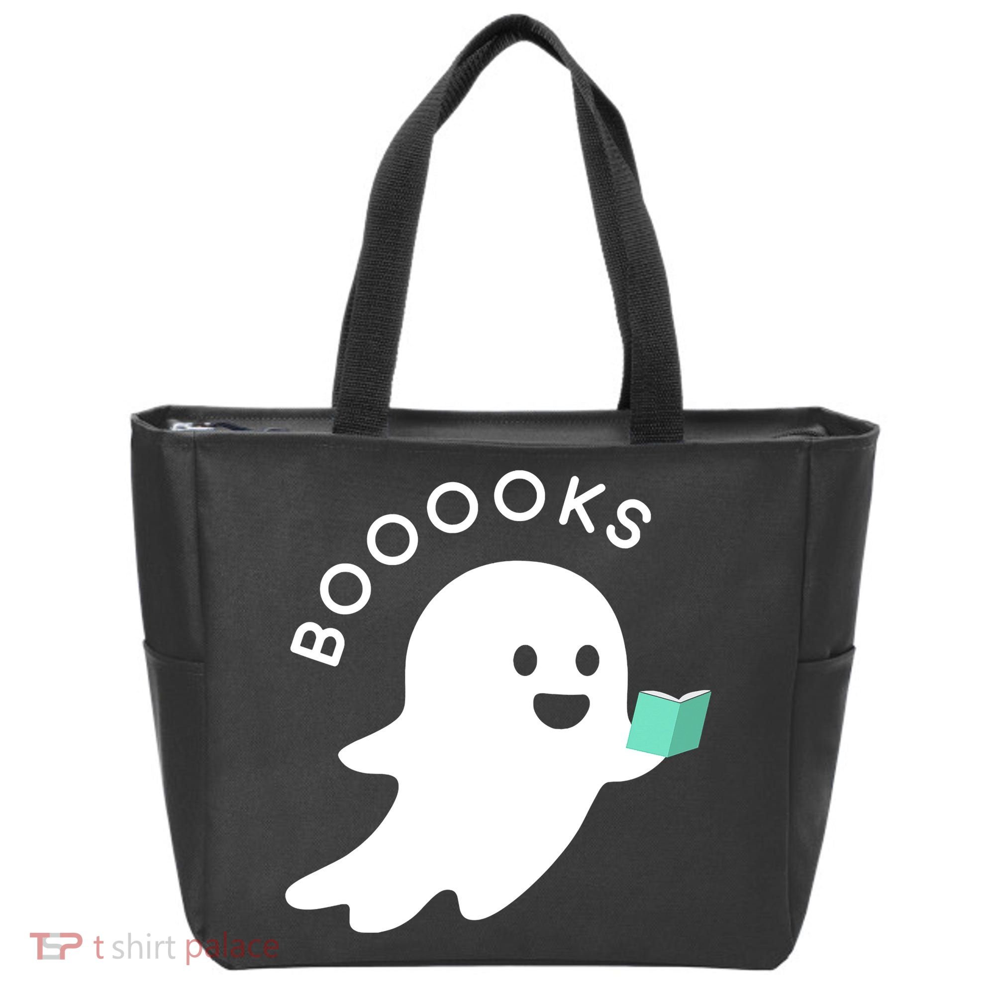 Halloween Booooks Ghost Reading Boo Read Books Library Tote Bag