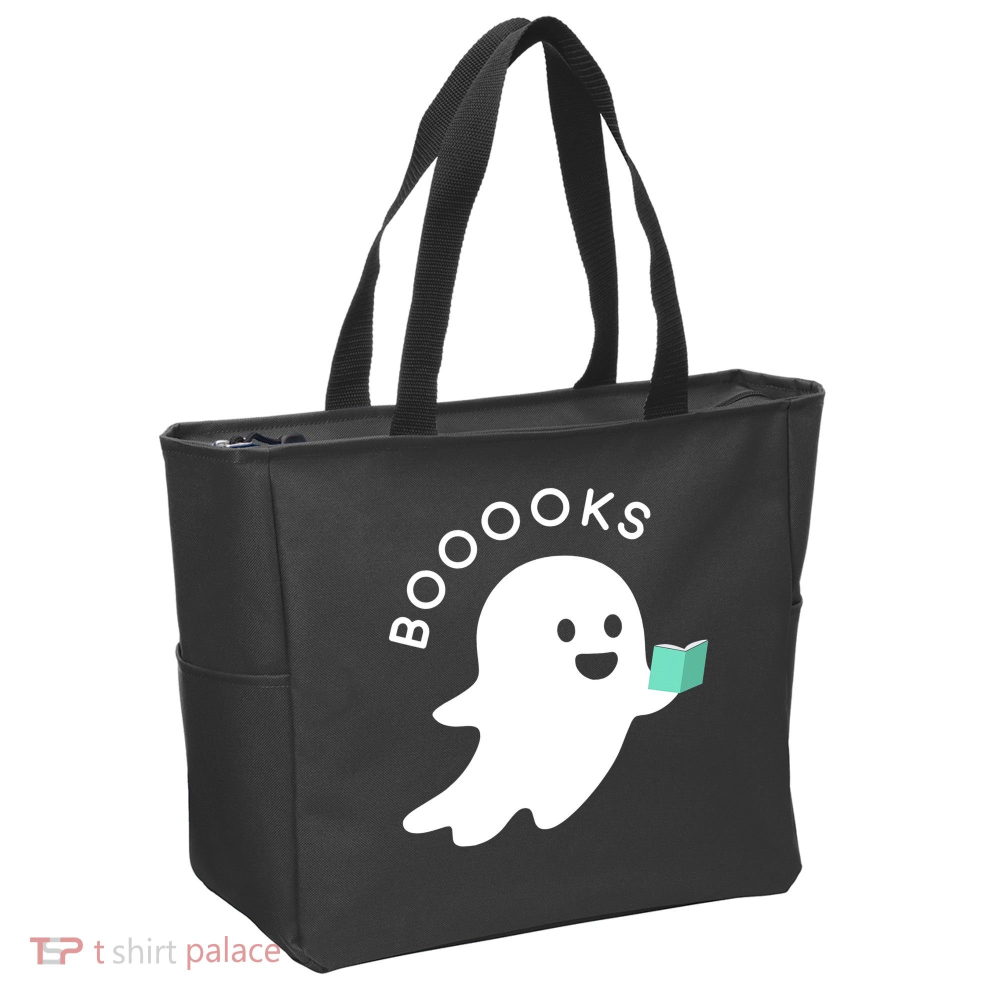 Halloween Booooks Ghost Reading Boo Read Books Library Tote Bag