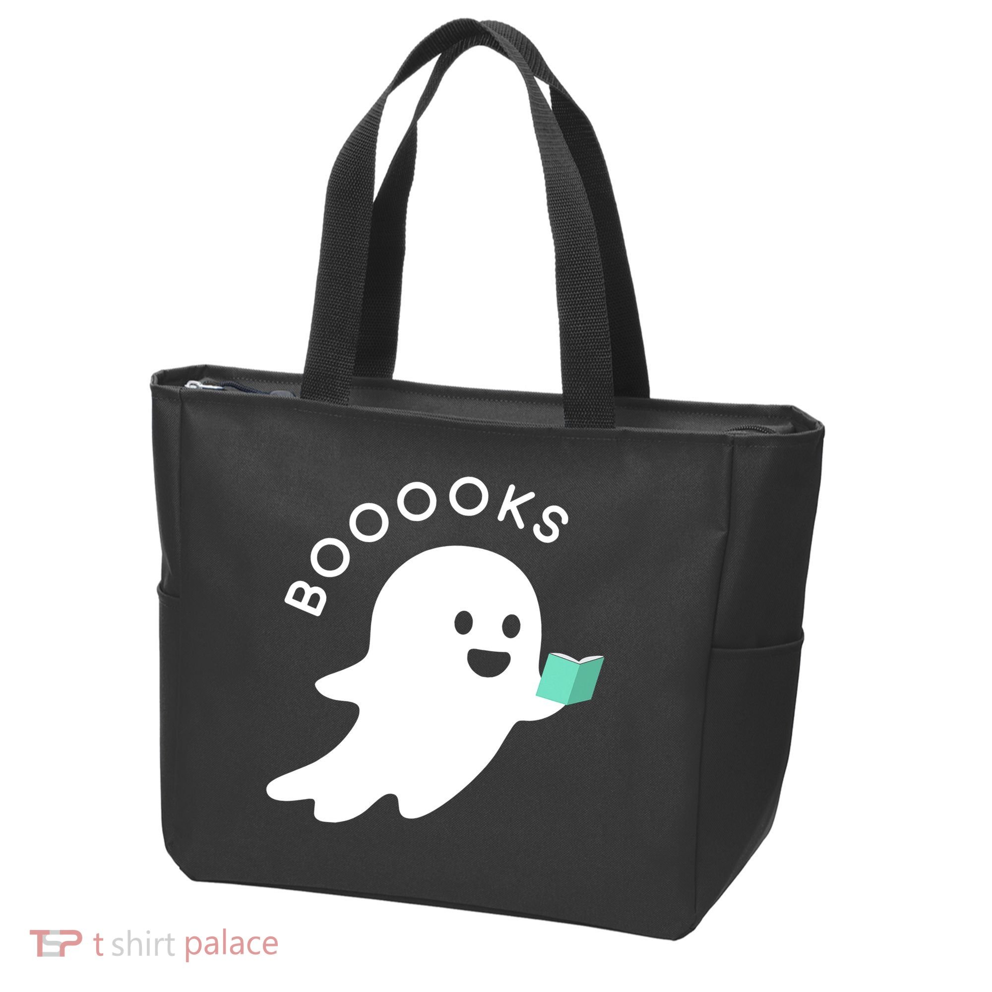 Halloween Booooks Ghost Reading Boo Read Books Library Tote Bag