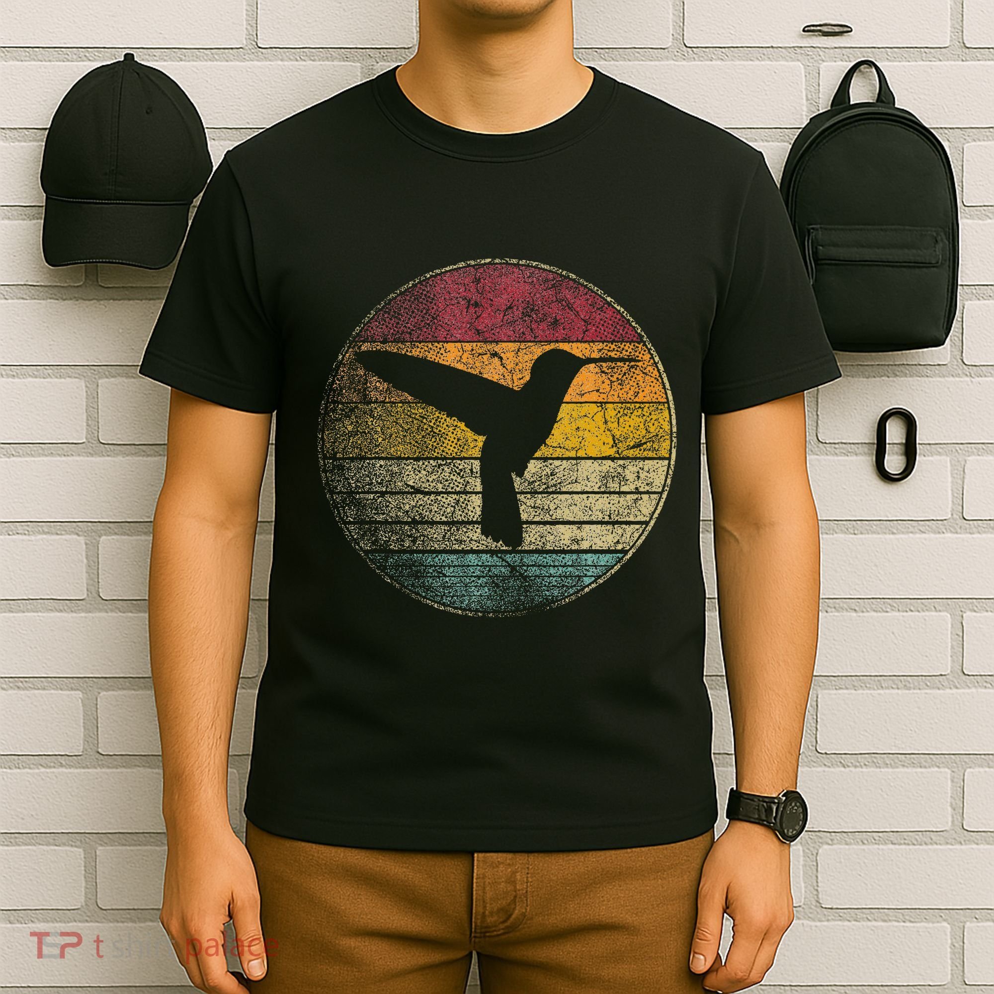 Hummingbird Bird Gift Retro Style T-Shirt
