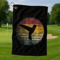 Hummingbird Bird Gift Retro Style Golf Towel thumb 1