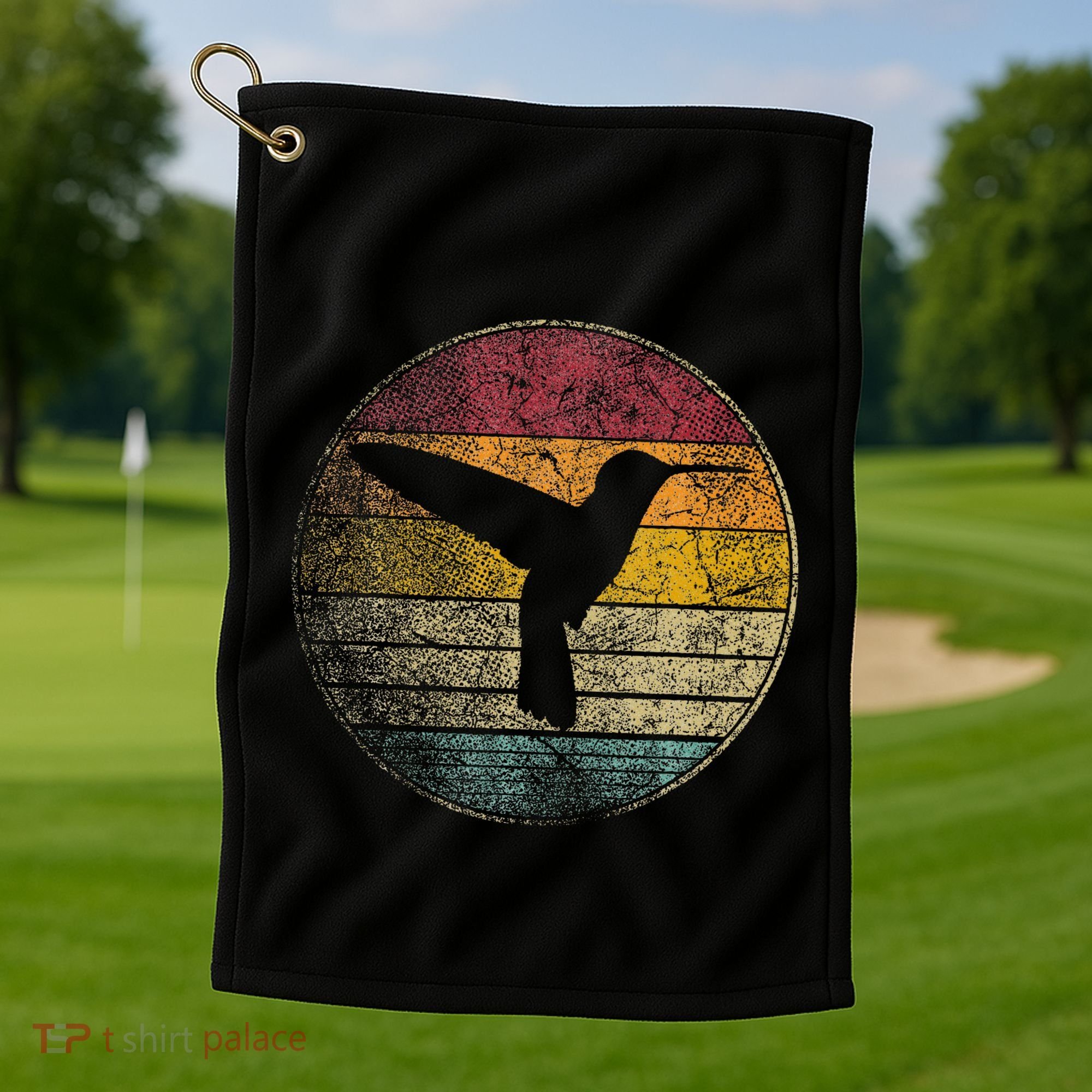 Hummingbird Bird Gift Retro Style Golf Towel