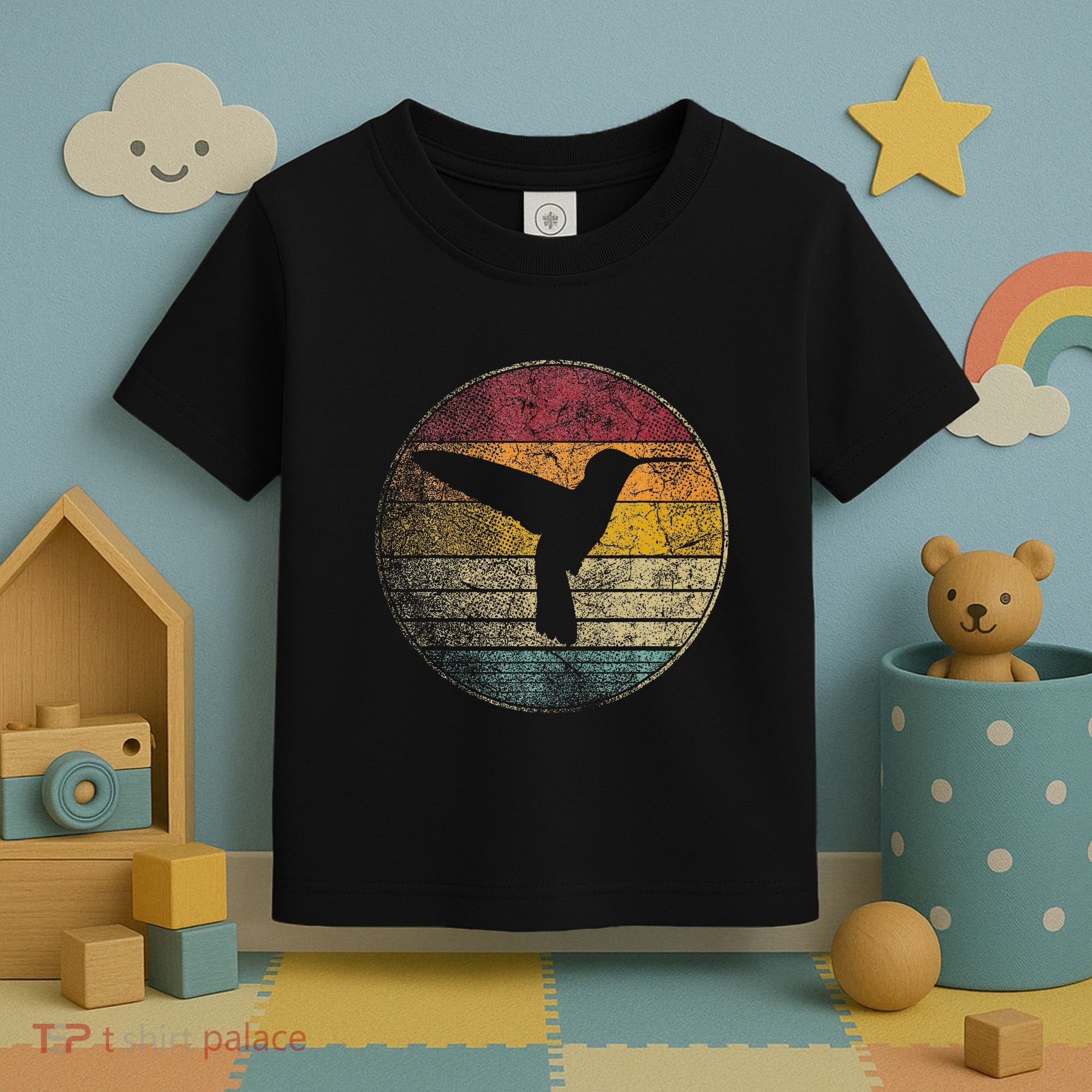 Hummingbird Bird Gift Retro Style Toddler T-Shirt