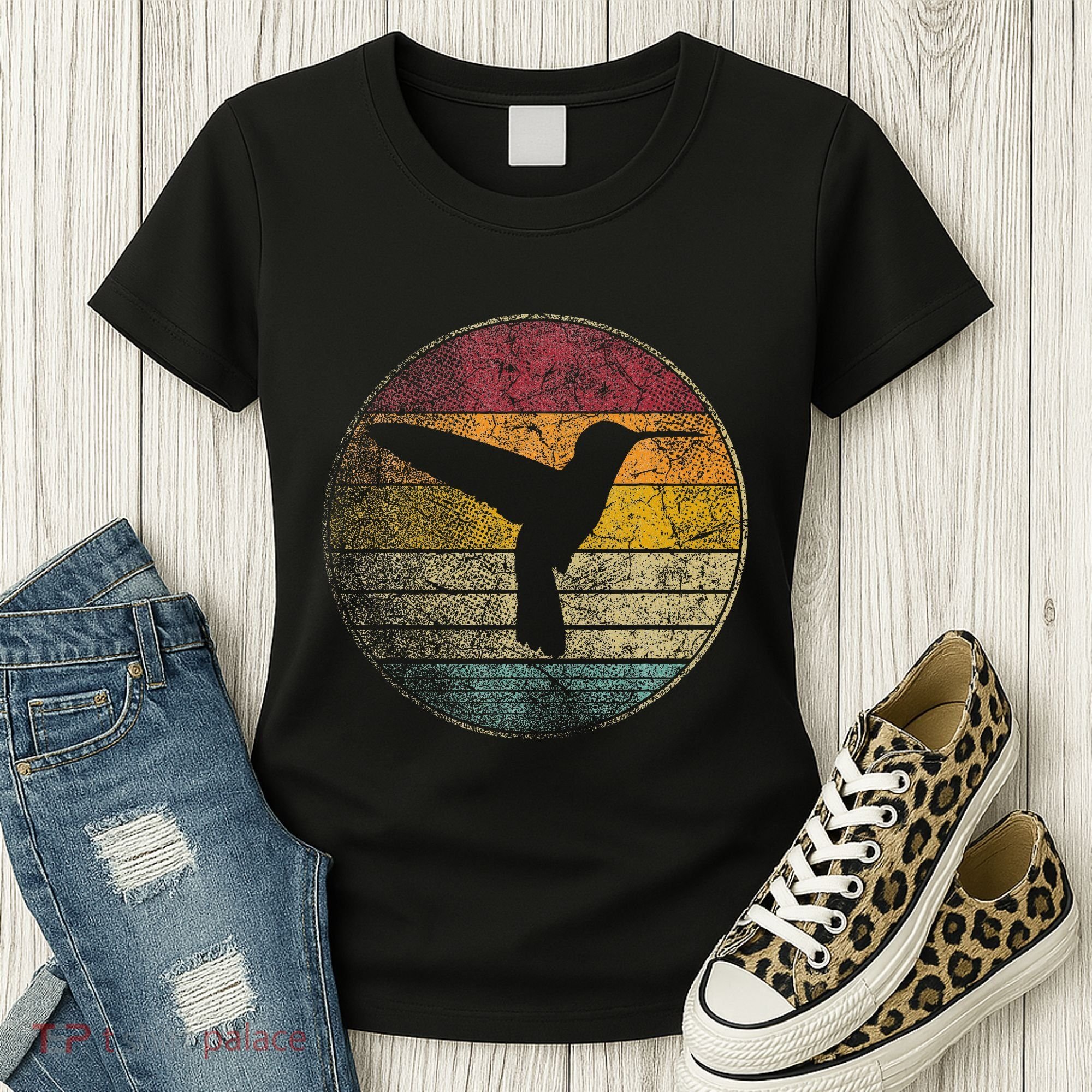 Hummingbird Bird Gift Retro Style Women's T-Shirt