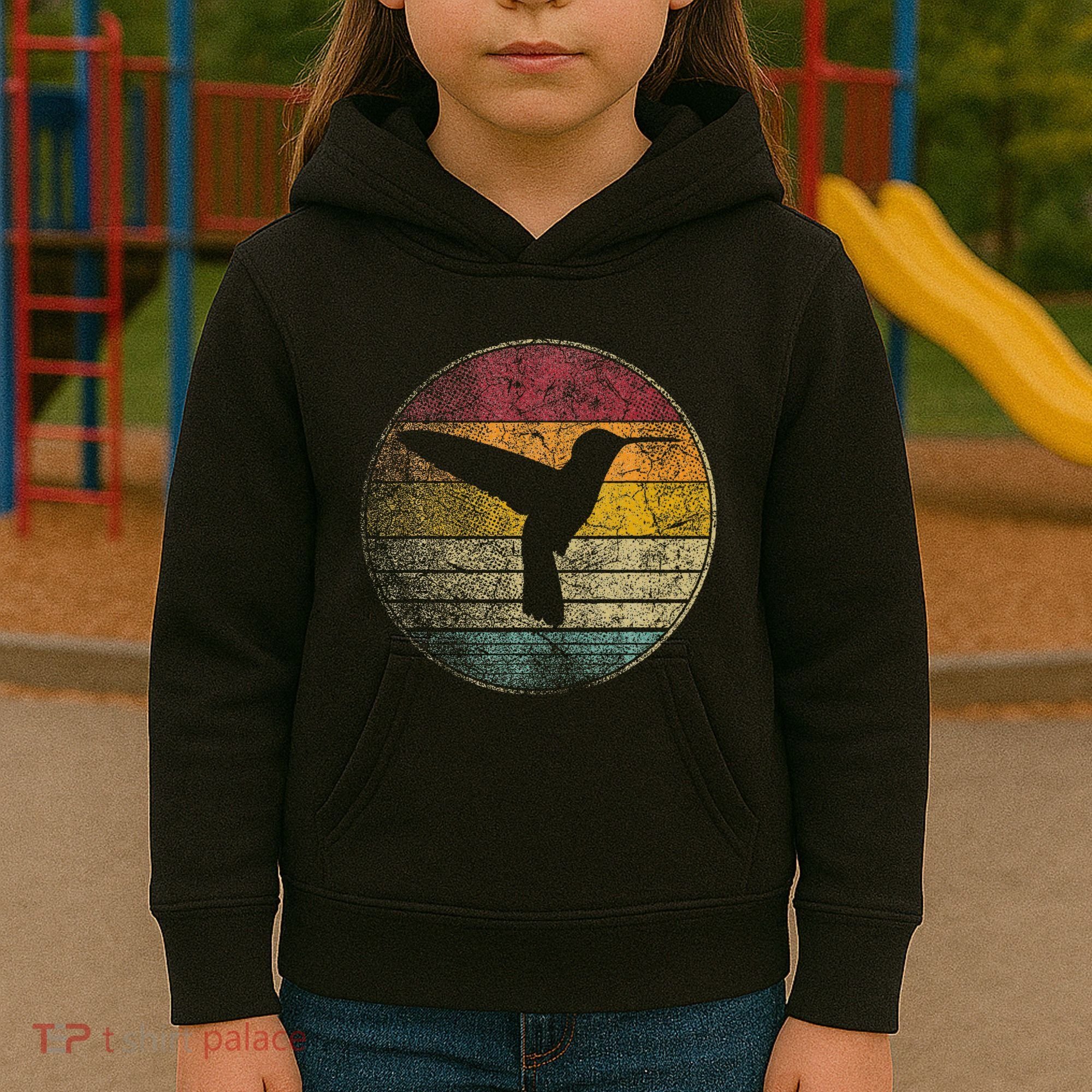 Hummingbird Bird Gift Retro Style Kids Hoodie