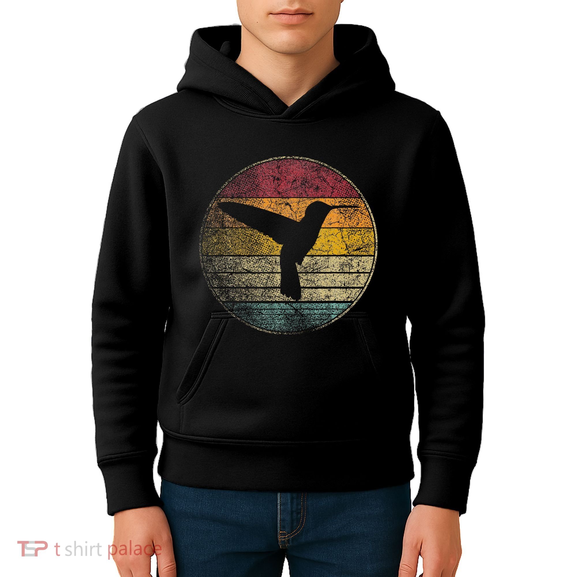 Hummingbird Bird Gift Retro Style Kids Hoodie