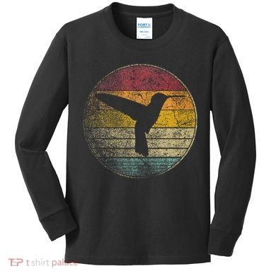 Hummingbird Bird Gift Retro Style Kids Long Sleeve Shirt