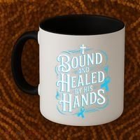 Healed By His Hands Prostate Cancer Awareness Coffee Mug thumb 2
