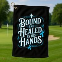 Healed By His Hands Prostate Cancer Awareness Golf Towel thumb 1