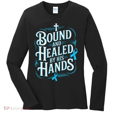 Healed By His Hands Prostate Cancer Awareness Women's Long Sleeve Shirt