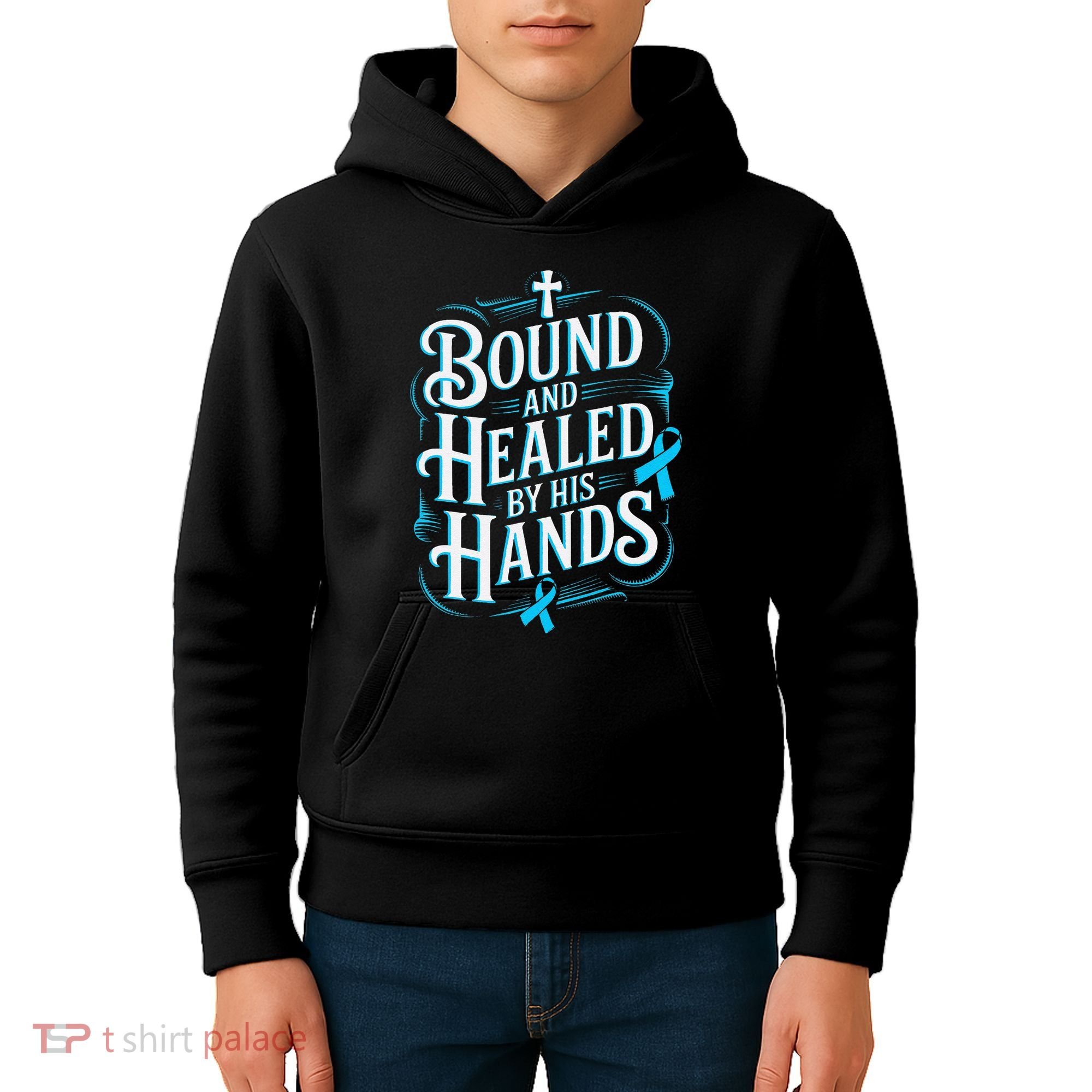 Healed By His Hands Prostate Cancer Awareness Kids Hoodie