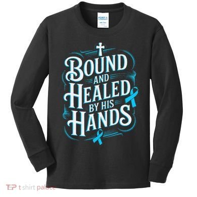 Healed By His Hands Prostate Cancer Awareness Kids Long Sleeve Shirt