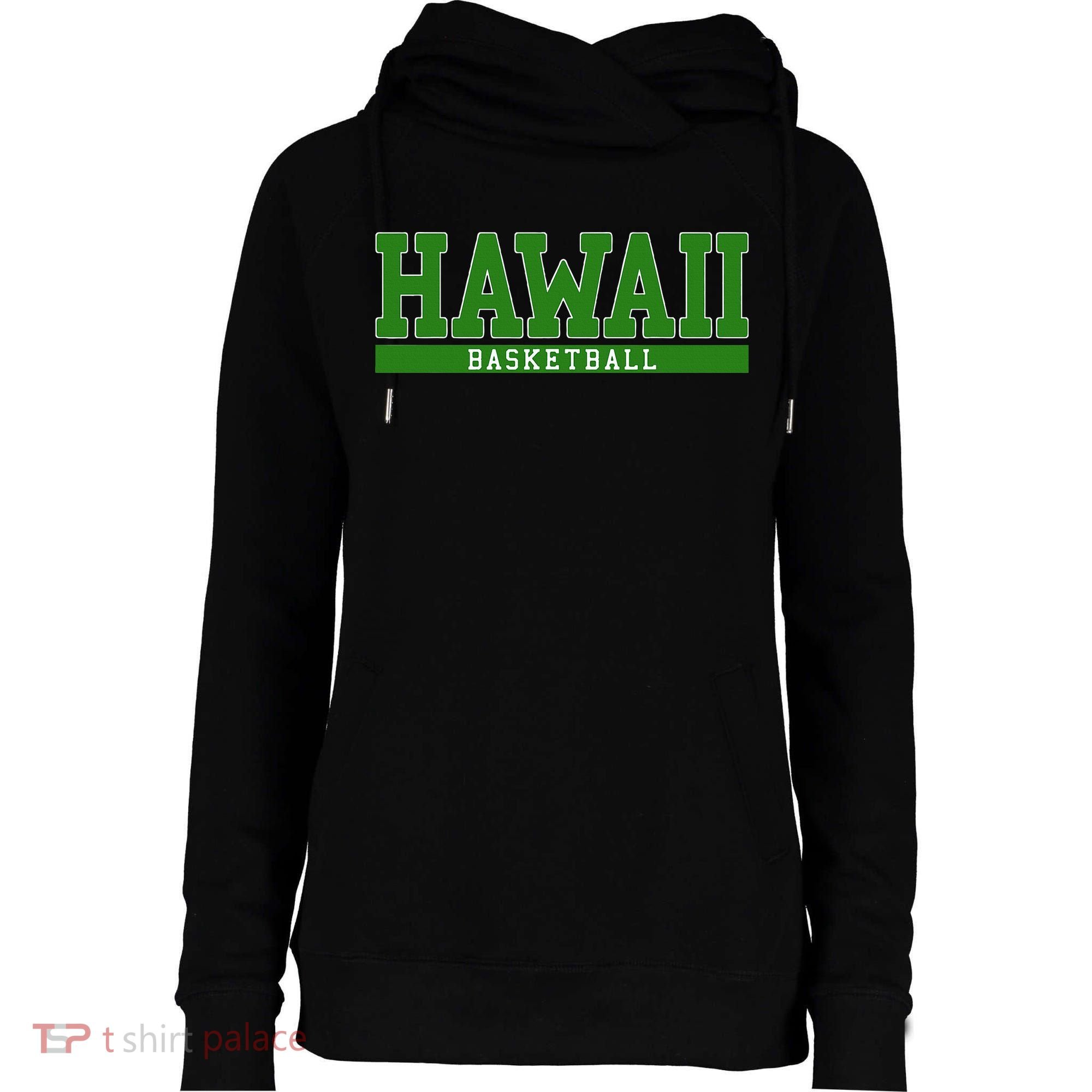Hawaii Basketball Womens Funnel Neck Pullover Hood