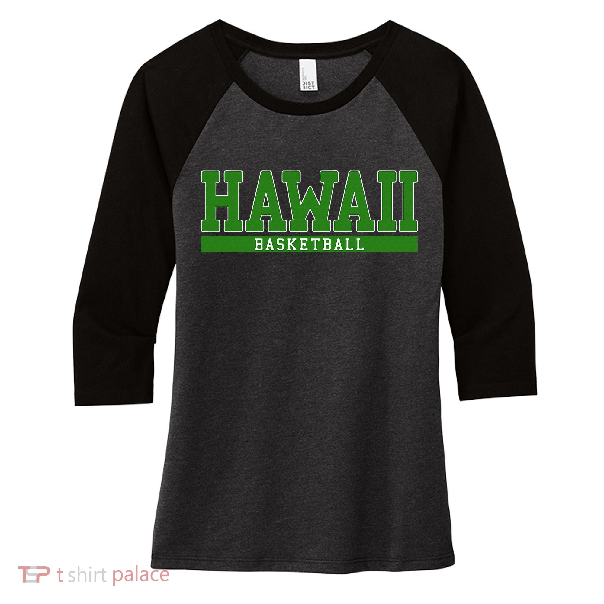 Hawaii Basketball Women's Tri-Blend 3/4-Sleeve Raglan Shirt