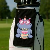 Hippopotamus Birthday Hippo Gift Golf Towel thumb 2