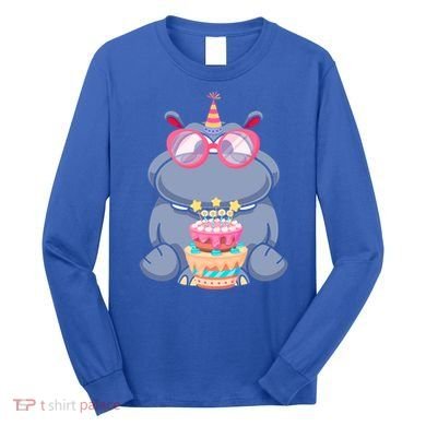 Hippopotamus Birthday Hippo Gift Long Sleeve Shirt