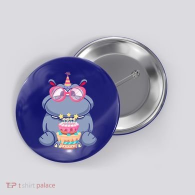 Hippopotamus Birthday Hippo Gift Button