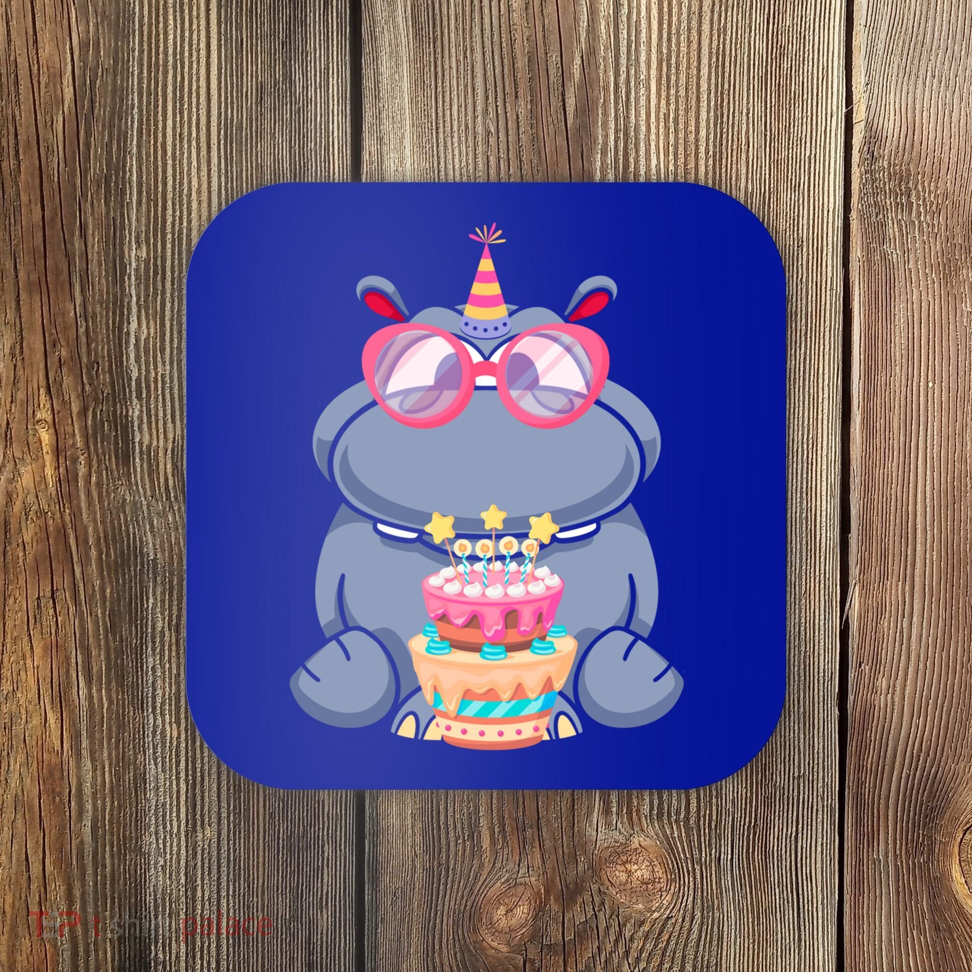Hippopotamus Birthday Hippo Gift Coaster