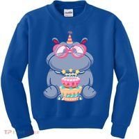 Hippopotamus Birthday Hippo Gift Kids Sweatshirt thumb 0