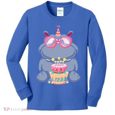 Hippopotamus Birthday Hippo Gift Kids Long Sleeve Shirt