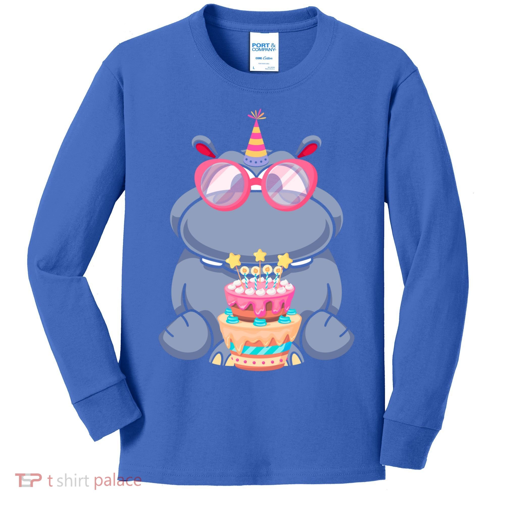 Hippopotamus Birthday Hippo Gift Kids Long Sleeve Shirt