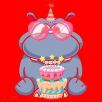 Hippopotamus Birthday Hippo Gift Santa Hat thumb 1