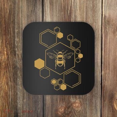 Honey Bee Hive Honeycomb Beekeeping Beekeeper Gift Coaster