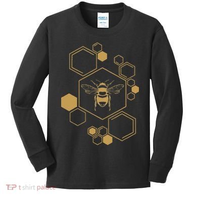 Honey Bee Hive Honeycomb Beekeeping Beekeeper Gift Kids Long Sleeve Shirt