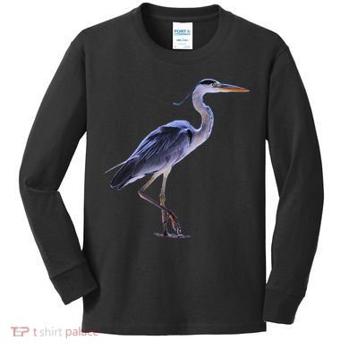 Heron Blue Heron Water Bird Kids Long Sleeve Shirt
