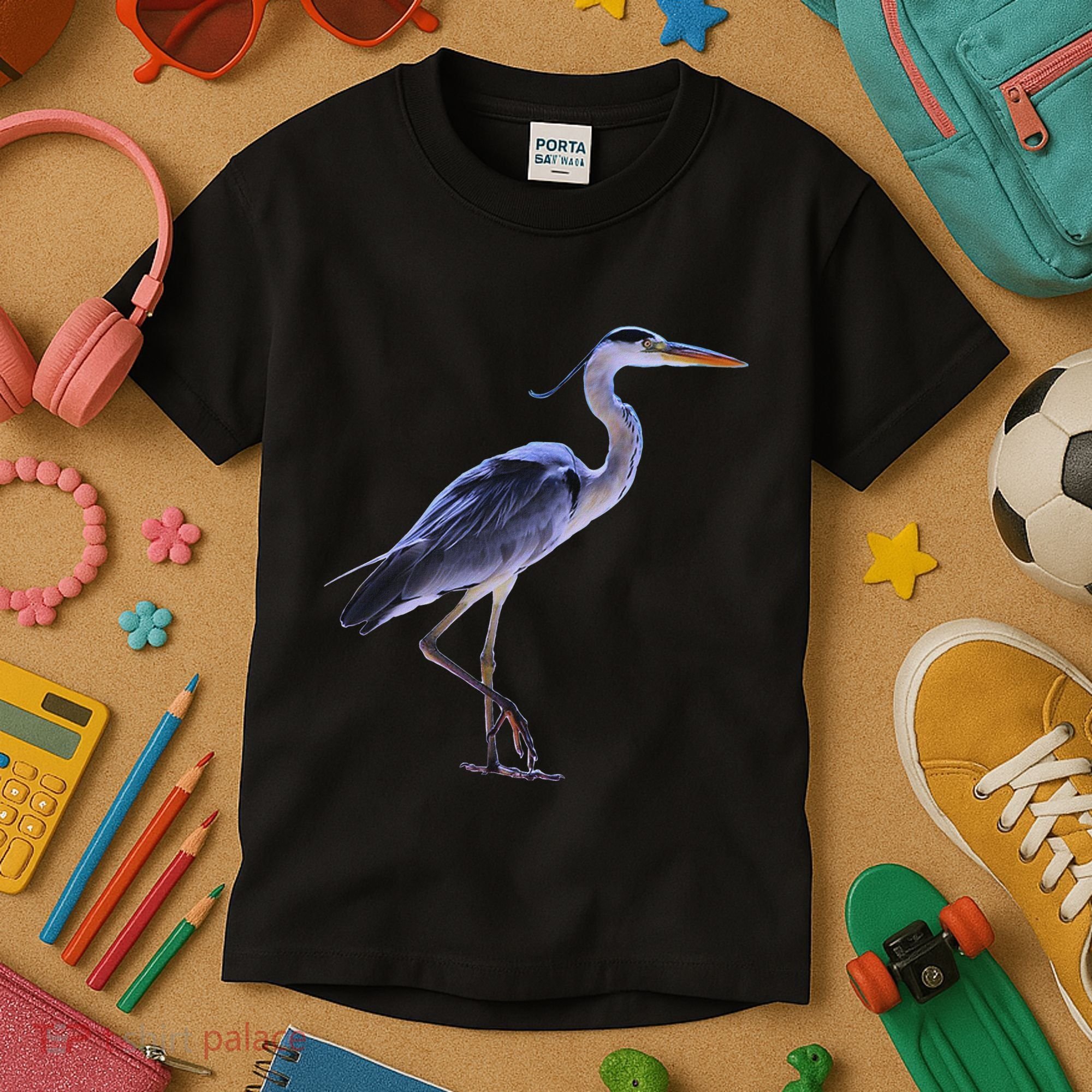 Heron Blue Heron Water Bird Kids T-Shirt