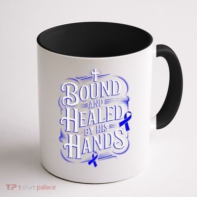 Healed By His Hands Juvenile Arthritis Awareness Coffee Mug back