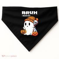 Halloween Bruh I Mean Boo Ghost Funny USA-Made Doggie Bandana thumb 0