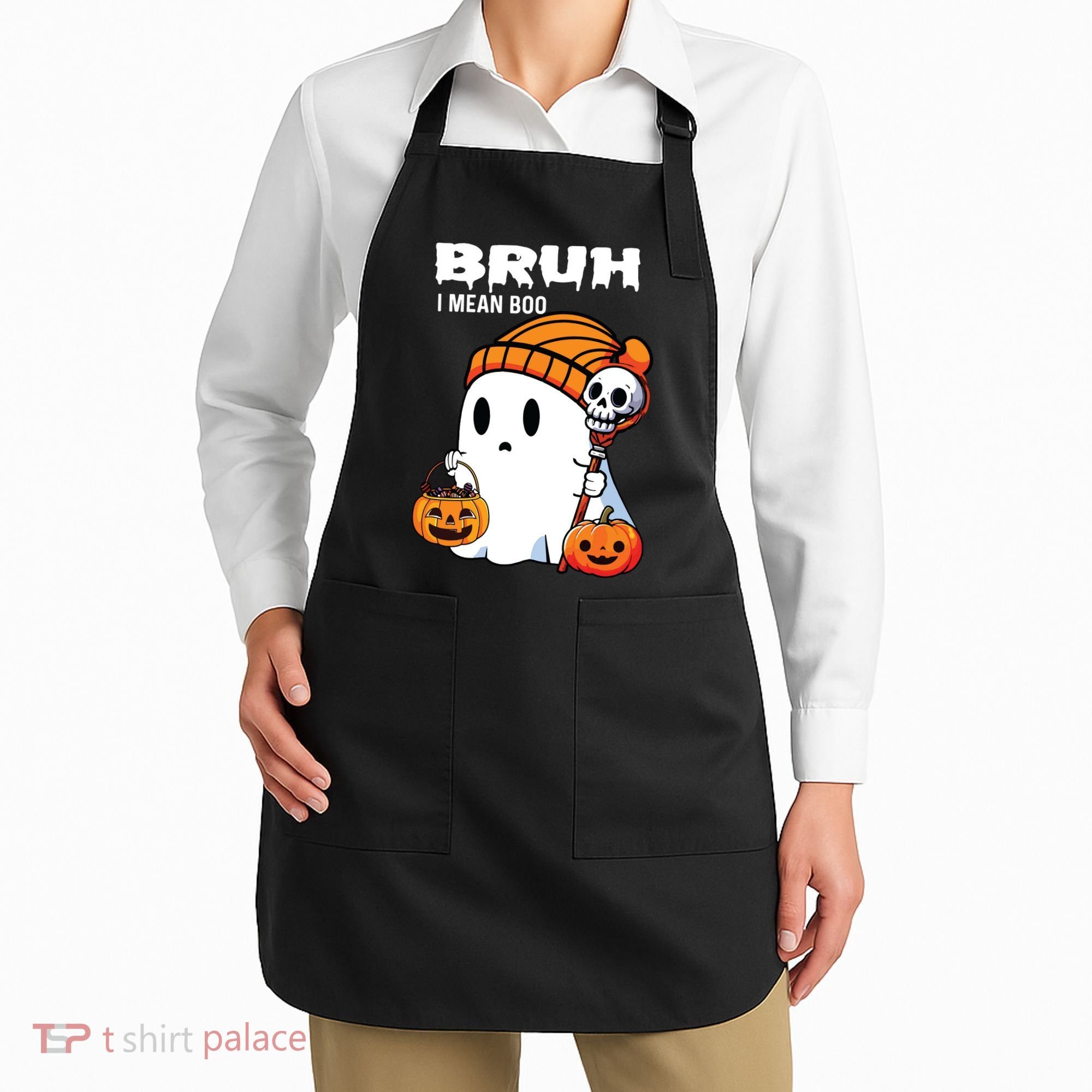 Halloween Bruh I Mean Boo Ghost Funny Apron