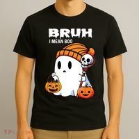 Halloween Bruh I Mean Boo Ghost Funny T-Shirt thumb 3